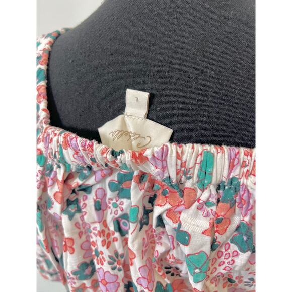 Cleobella Mara Mini Dress Multi Large Floral Fit Flare Lined Cotton Boho Peasant - Picture 5 of 5